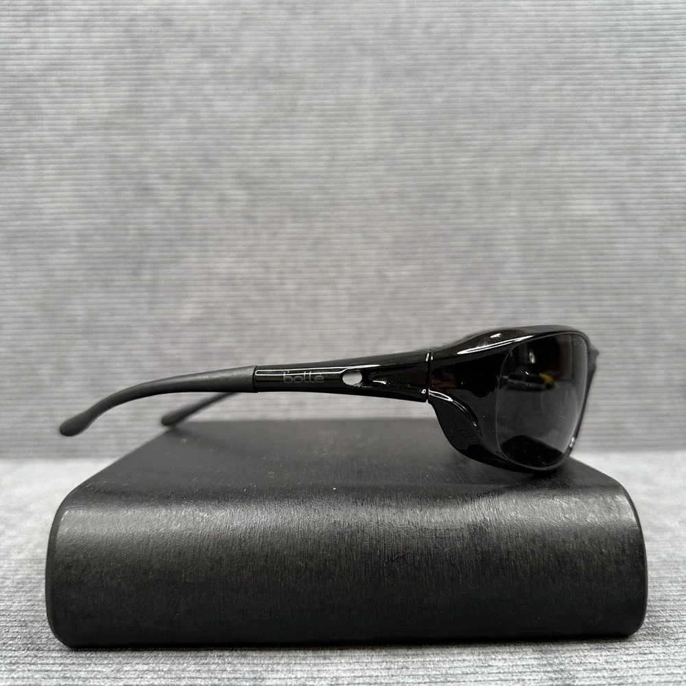 Bolle Y2K Sunglasses Black Wrap Around Sport Frame Dark Tint Lenses 0313 Vtg